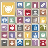 vector menu food and drink icons Sticker set N2