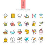 Set of line modern color icons for restaurant and food N2