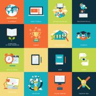 Set of modern flat design concept icons for education N2