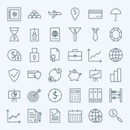 Line Money Finance and Banking Icons Set