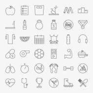Line Fitness and Dieting Icons Big Set