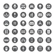 Furniture related vector icons