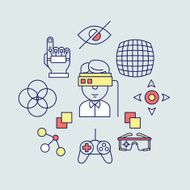 Vector flat linear concept of virtual reality
