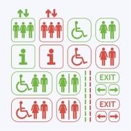 Man and Woman line public access icons set