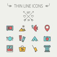 Travel thin line icon set