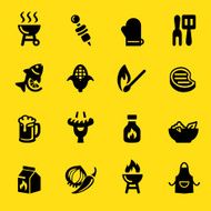 Barbecue Grill Yellow Silhouette icons