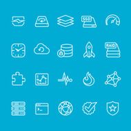 Hosting and storage UI vector stroke icons