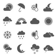 Set of black and white weather icons
