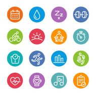 Fitness and Healthy Icons - Circle Line Series