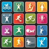 Sport icons in flat style