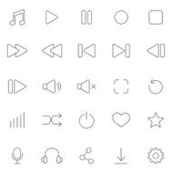 Media Player line Icons Set Vector