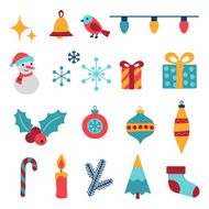 Set of Merry Christmas and Happy New Year icons