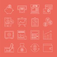 financial line icon set