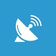 sputnik antenna icon white on the blue background