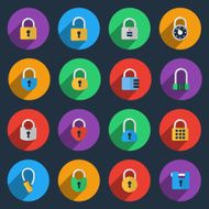 Padlock icons in flat style