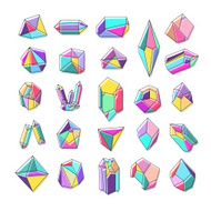 Set of crystals Geometric shapes