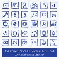 Internet Social Media - Icon Set Hand Drawn