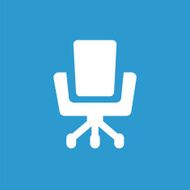 Office chair icon white on the blue background