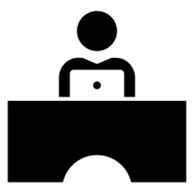Man working on laptop icon
