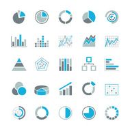 Graphic business charts - Blue Gray Icons Illustration