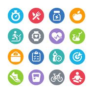 Fitness Icon Set - Circle Illustrations