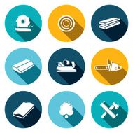 Woodworking flat Icons set
