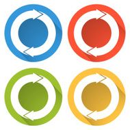 Collection of 4 isolated flat buttons (icons) for refresh