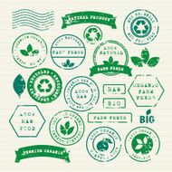 Rubber stamps set of ecology healthy food and environment