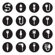 Cable wire computer and plug icons set