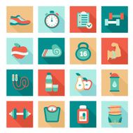 Set of fitness flat icons Vector illustration