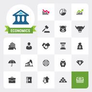 Economics base vector icons and label
