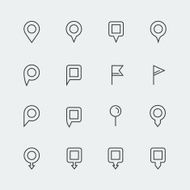 Vector map pins mini icons set thin line N2