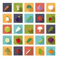 Vegetables Flat Design Vector Icon Set