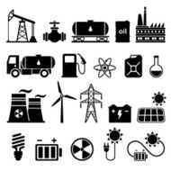 Energy electricity power icon set