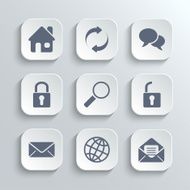 Web icons set - vector white app buttons