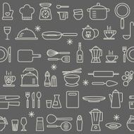 Seamless background pattern Cooking Kitchen utensil icons set N2