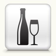 Square Button with Wine and Glass