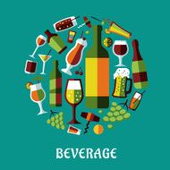 Beverages and alcohol drinks flat design poster