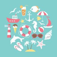 vector card with sea and beach icons