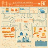 Power energy industry infographic electric systems set element