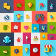 Background with game icons in flat design style N5