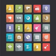 Trendy Vector Icons With Long Shadow Set 18