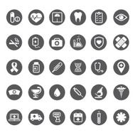 Grey vector medical buttons set