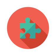 Green Puzzle Flat Icon over Red