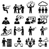 Black-and-white set of cloud computing icons