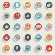 Color modern icons on buttons Flat design N3