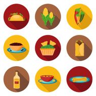 Set of mexican food icons