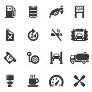 Gas Station Silhouette Icons N2
