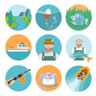 Set of fishing flat icons