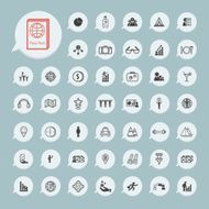 Business icons and itinerary Set on blue paper set 2